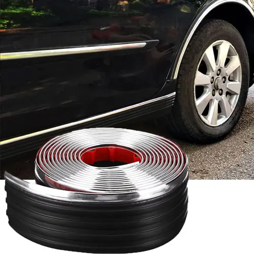 Imagen 2 del producto Protector de faldas laterales para puerta de coche, calcomanías protectoras de borde de cuerpo de goma, antiarañazos, anticolisión, decorativas, protege la tira de goma