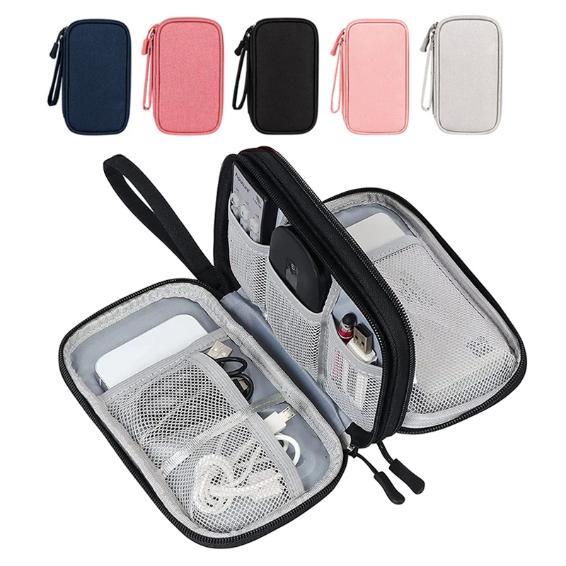 Portable Storage Bag for Power Bank Digital Cable Case Earphone Waterproof Oxford Cloth Earphone Phone Holder Case for Travel