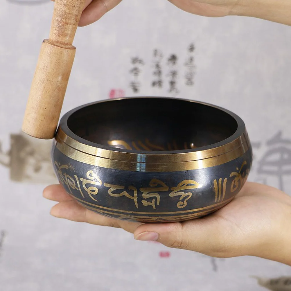 

9.5cm Tibetan Singing Bowl Engraved Colorful Sound Therapy Meditation Yoga Bowl Buddha Sound Healing Relaxation Feng Shui