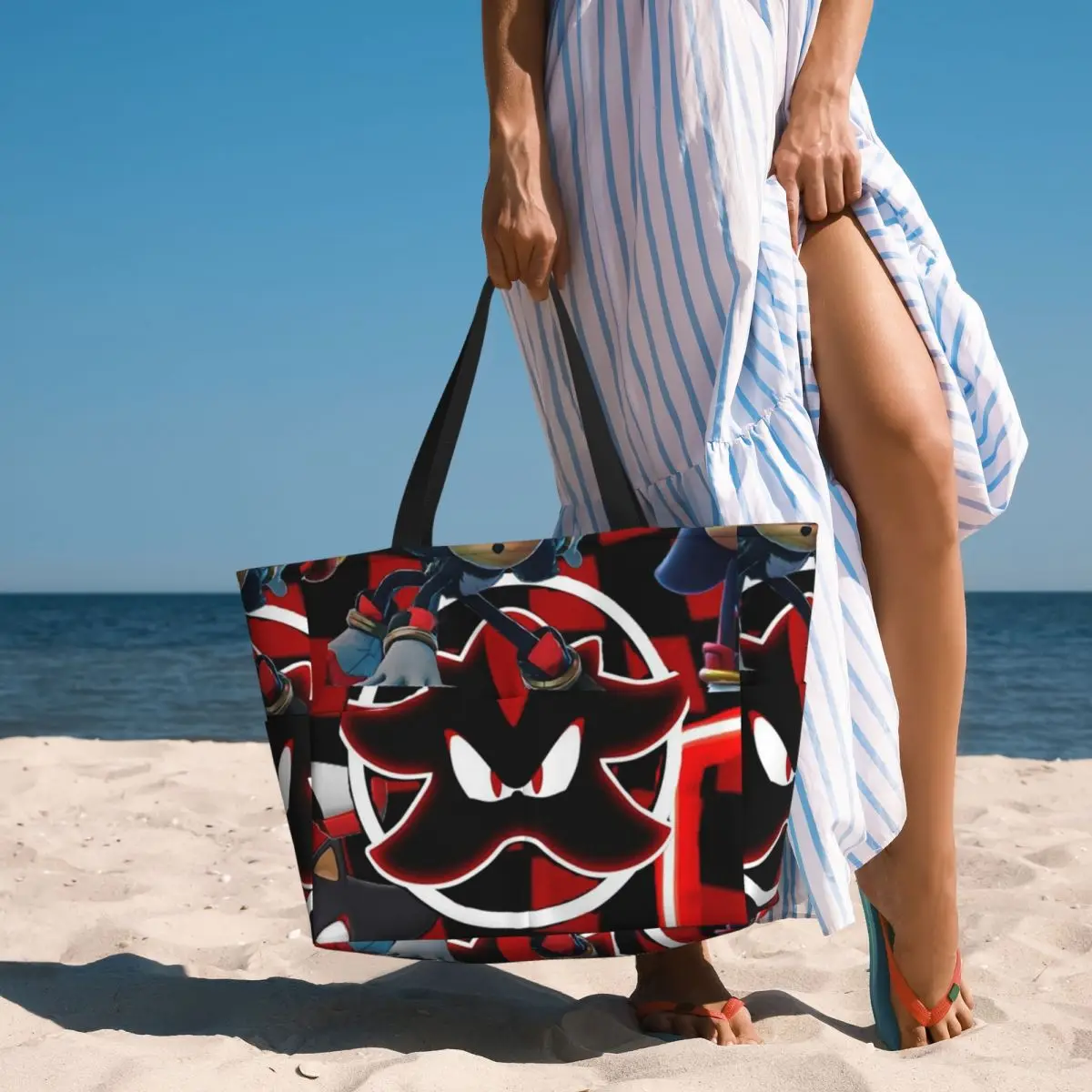 Shadow The Hedgehog Beach Tote Bag Sport Gym Yoga Duffle Large Tote Bag Women Travel Bag Fitness bag