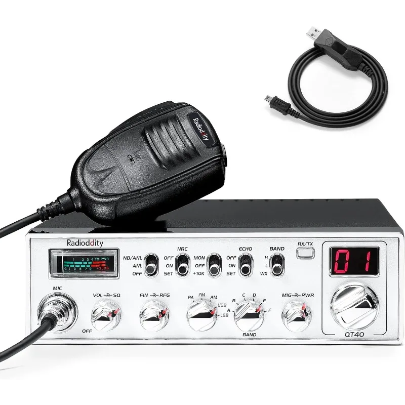 Radioddity-Radio Amateur de alta potencia, dispositivo de 10 metros, SSB, reducción de ruido Digital, 40W, alerta NOAA, QT40