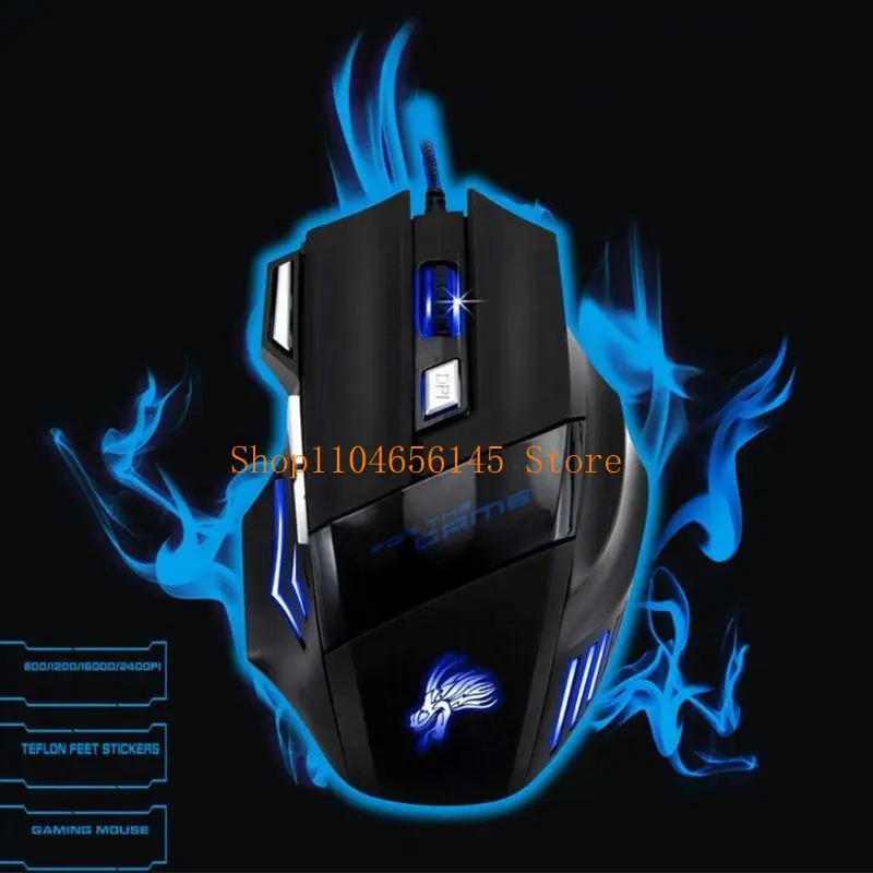 5ASD Professional Gaming Mouse 5500DPI 7 Buttons Mechanical Backlit Silent Sice