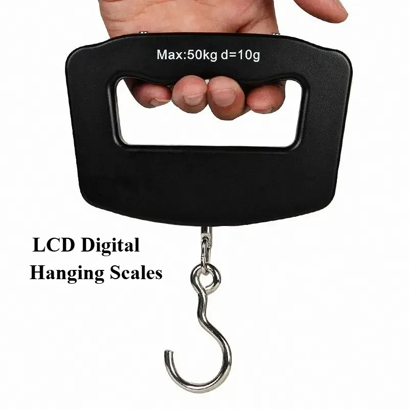 

50kg/110lb Portable Scale LCD Digital Luggage Suitcase Scale Handled Travel Baggage Bag Fish Weighting Hook Hanging Scales