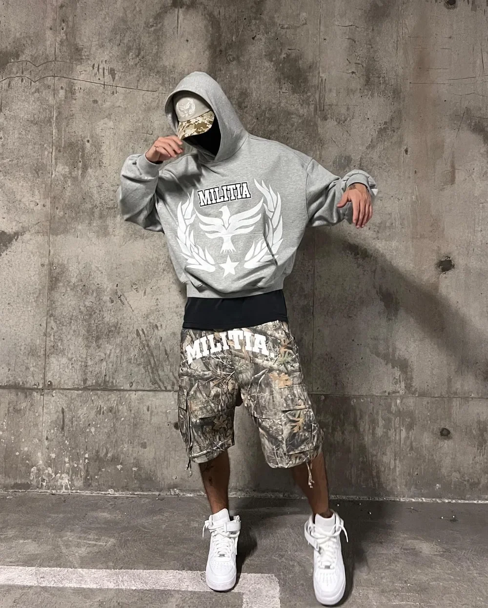 American Retro Hip-hop Camouflage Work Pants Letter Print Men and Women Loose Wide-leg Straight Harajuku Casual Shorts Y2K