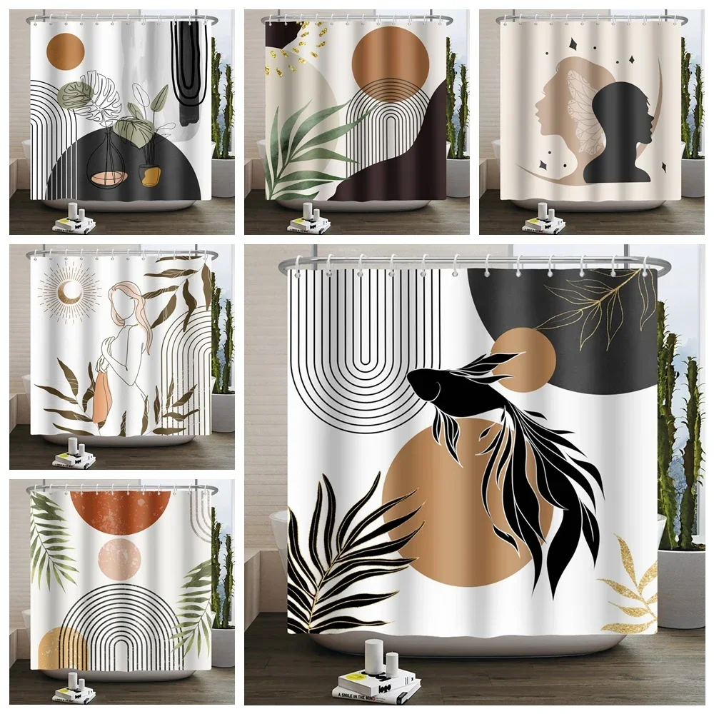 

Современная минималистичная арочная солнечная геометрия, скандинавская водонепроницаемая занавеска для ванной комнаты