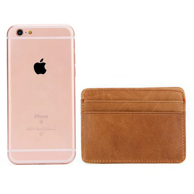 GENODERN Women & Man Genuine Leather Card Holder Cowhide Slim Card Wallet Small Thin Card Package