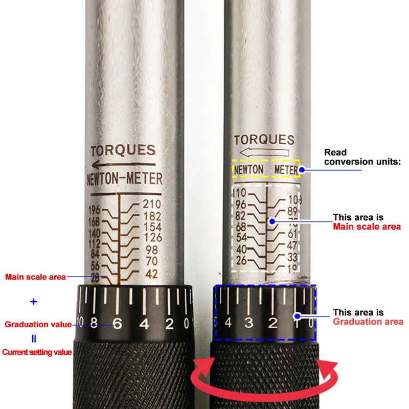 5-210N.m Torque Wrench 1/2 3/8 1/4 Precise Reversible Ratchet Torques Key Professional Bicycle Motorcycle Car Automotive Tool