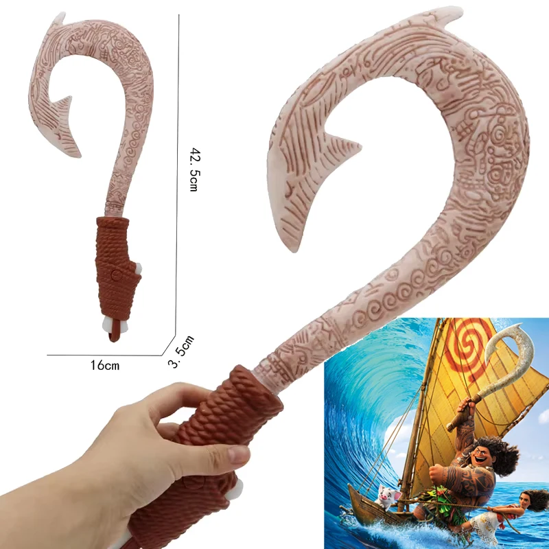 Miniso Moana Fish Hook Knife Cosplay Maui Weapon Children Cosplay Maui Fish Hook Knife Prop Cartoon Christmas Gift Toy Kid