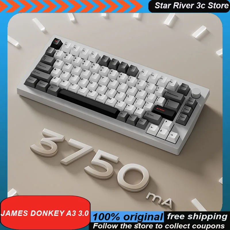 James Donkey A3 3.0 Mechanical Keyboard 75% Configuration With Knob 81keys Wireless Hot Plug Rgb Customized Gaming Keyboard Gift