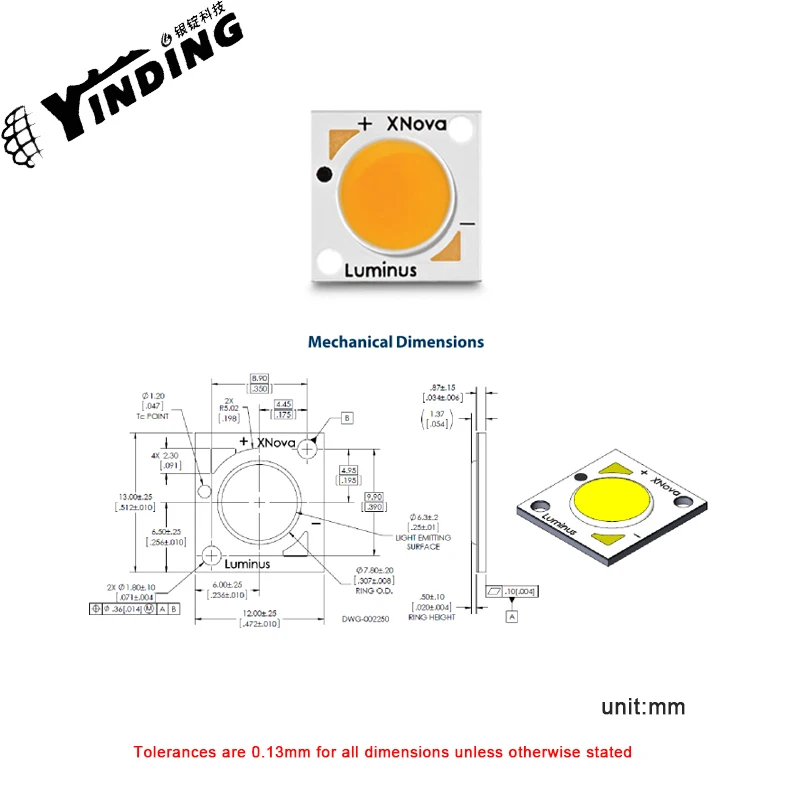 CVX/CXM/CLM/CHM LED for Portable Lighting Wick Chip 9 26W 36V 0.72V 3000K  Led Light Warm White Ce High Power LED