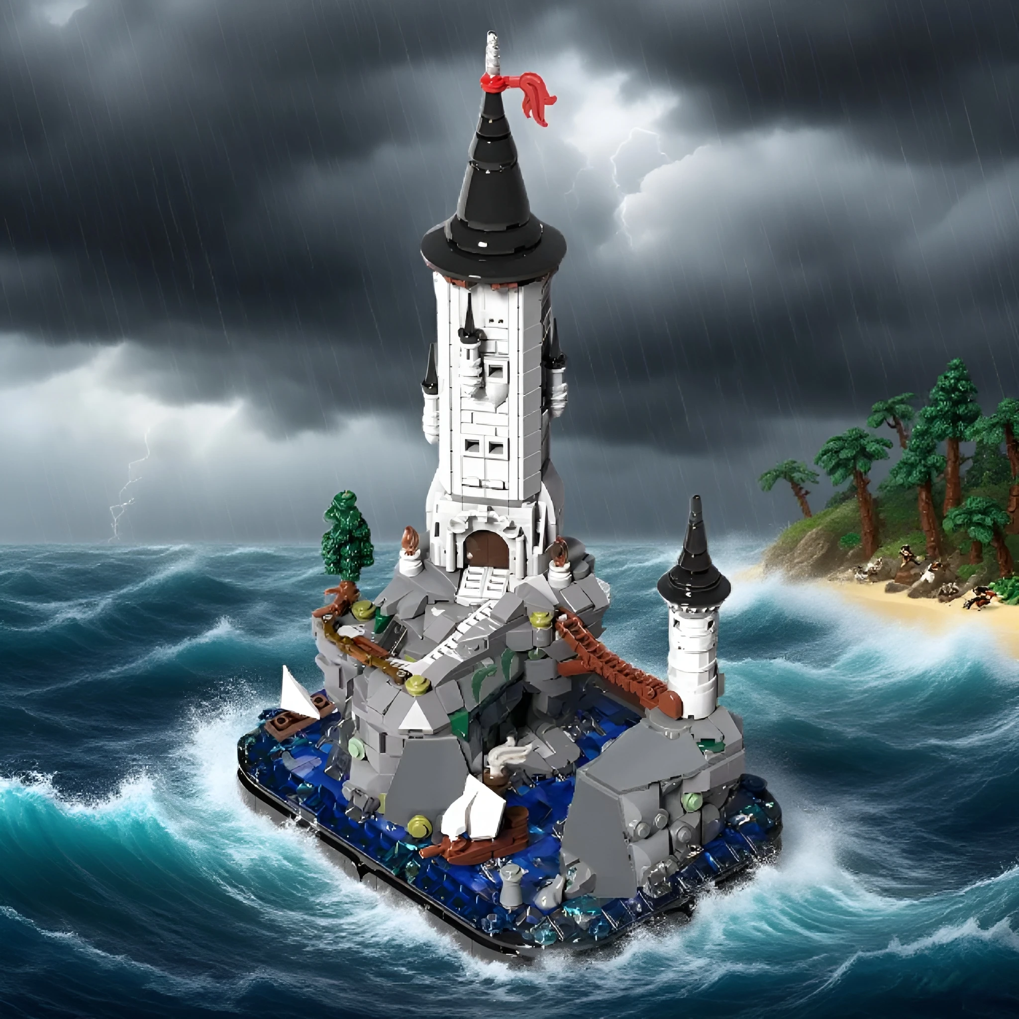 1327 個クリエイティブエキスパート MOC 灯台ビルディングブロックセット漁師島タワー建築モデルレンガ組み立てるおもちゃギフト