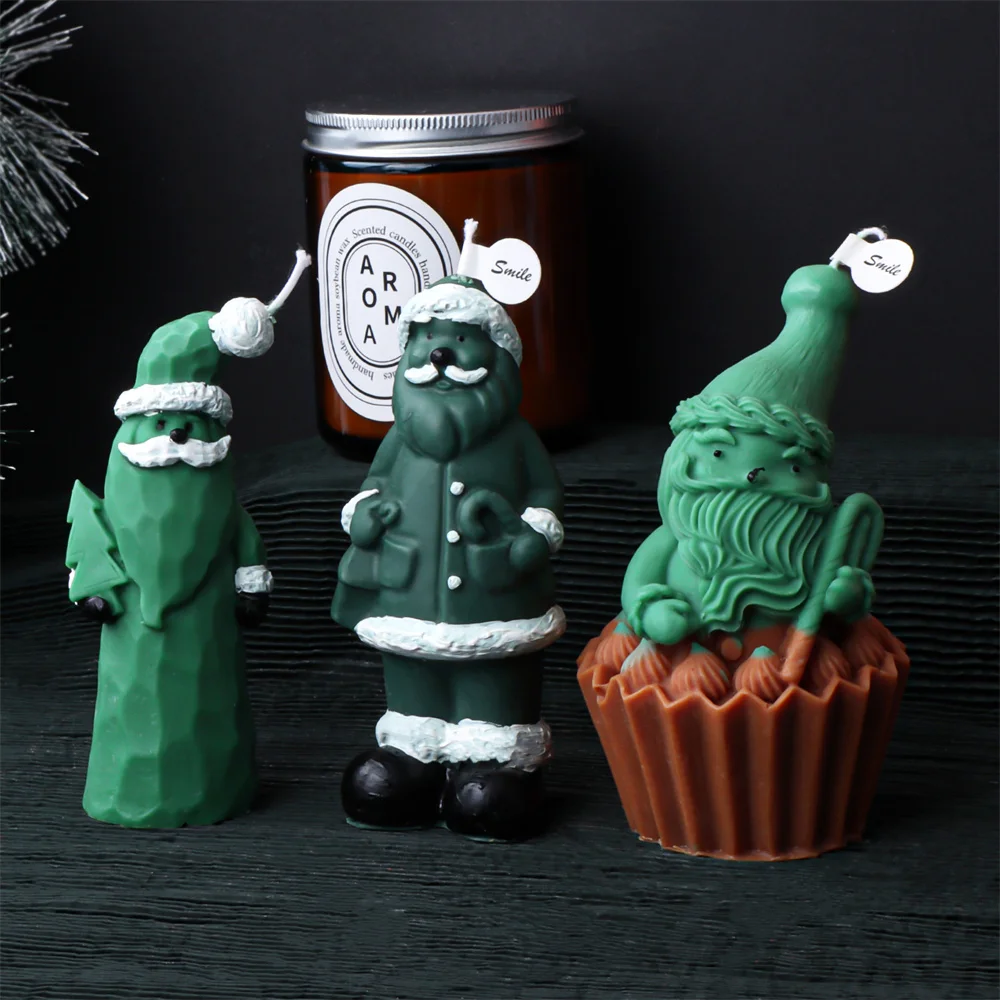 Santa Claus Christmas Candle Mold Silicone Faceless Dwarf Statue Mould Holiday Gift Gnome Concrete Resin Form Craft Tools