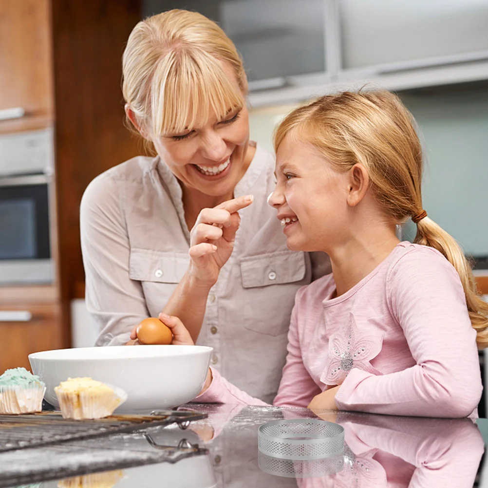 

2pcs Stainless Steel Tart Rings Mousse Cake Mold Non-Stick Baking Tool Heat Resistant Round Cake Mold For Home Bakery