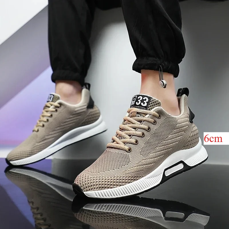 

2025 Plus Size 37-44 Sneakers Men Height Increase Insoles 6cm Elevator Shoes Taller Heel Lift Zapatillas Men's Casual Shoes