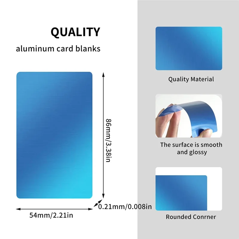 A01F-220 piezas espacios en blanco de grabado láser, espacios en blanco de tarjetas de visita de aluminio coloridos espacios en blanco de tarjetas de visita de metal multiusos fácil de instalar