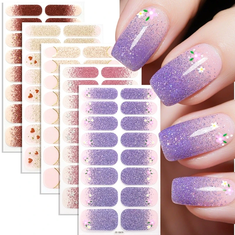 1/5/10pcs Powder French Design Nail Polish Wrap European American Manicure Art Decoration Supply Gradient Nail Sticker Set
