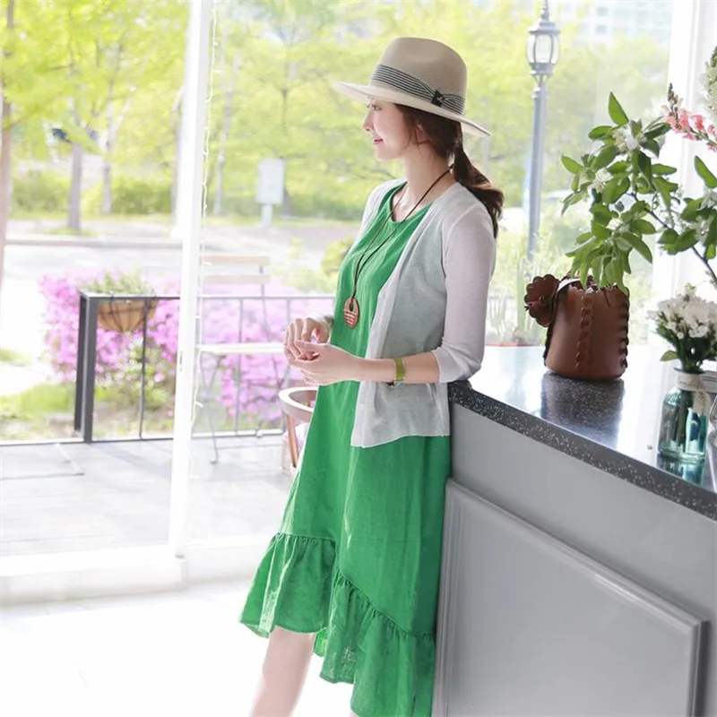 Summer Fashion Bohemia Cotton Linen Ruffles Fishtail Women Dress Boho Maxi Beach Party Loose Flare Girls Dress Vestidos