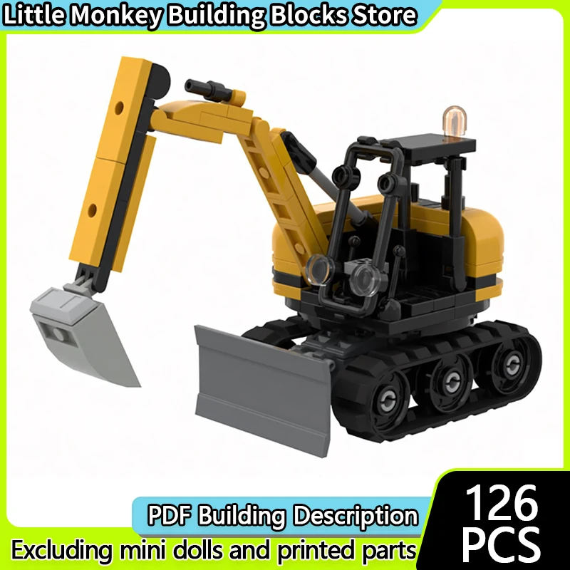 

City Car Model MOC Building Bricks Classic Engineering Mini Excavator Modular Technology Children Holiday Gift Assemble Toy Suit