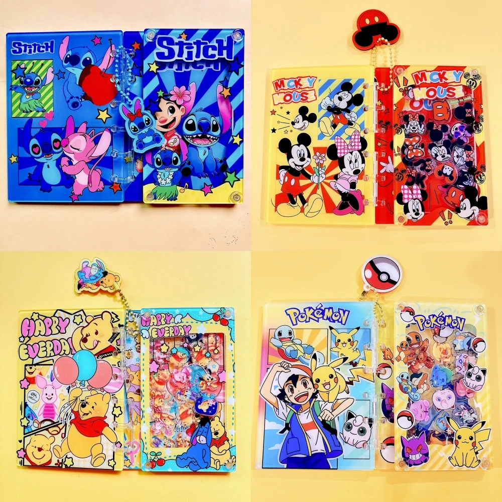 Disney Stitch Pikachu A5 Shake Notebook Diy Acrylic Homemade Notebook Mickey Popular Exquisite Loose Leaf Book