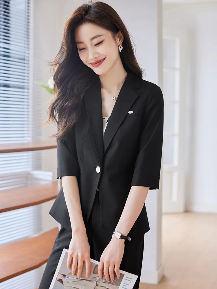 Spring and Summer Stewardess Uniform Business Suit Fashion Temperament Goddess Style Front Desk Jewelry Store Beauty Salon Workw