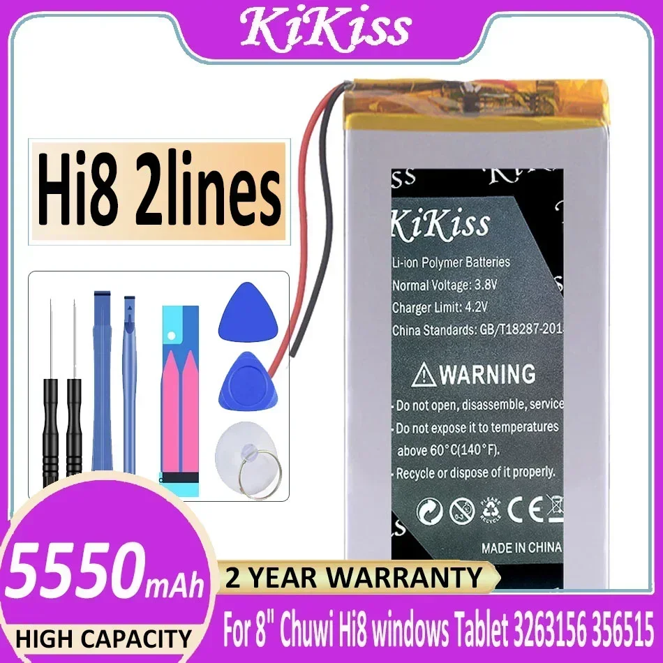 

KiKiss Powerful Battery Hi 8 2lines 5550mAh For 8" Chuwi Hi8 for Windows Tablet 3263156 3565158 Bateria