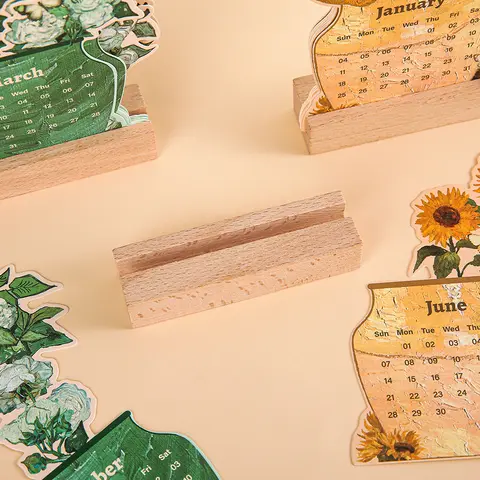 2026 Kortinsats Skrivbordskalender Vintage Målning Månadsplanerare Med Träbas Skrivbordsdekor För Månadsschema Organiserare 6 best sales kalenderbord - №2