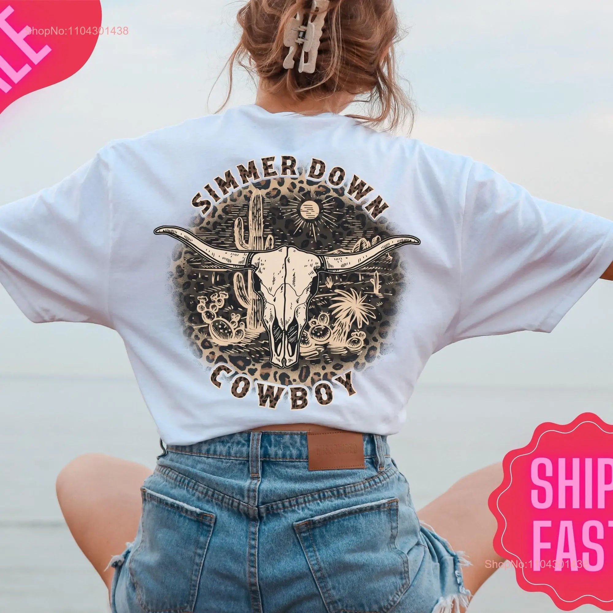 Simmer Down Cowboy T Shirt Western American Rodeo Vintage Inspired Cowgirl long or short sleeves