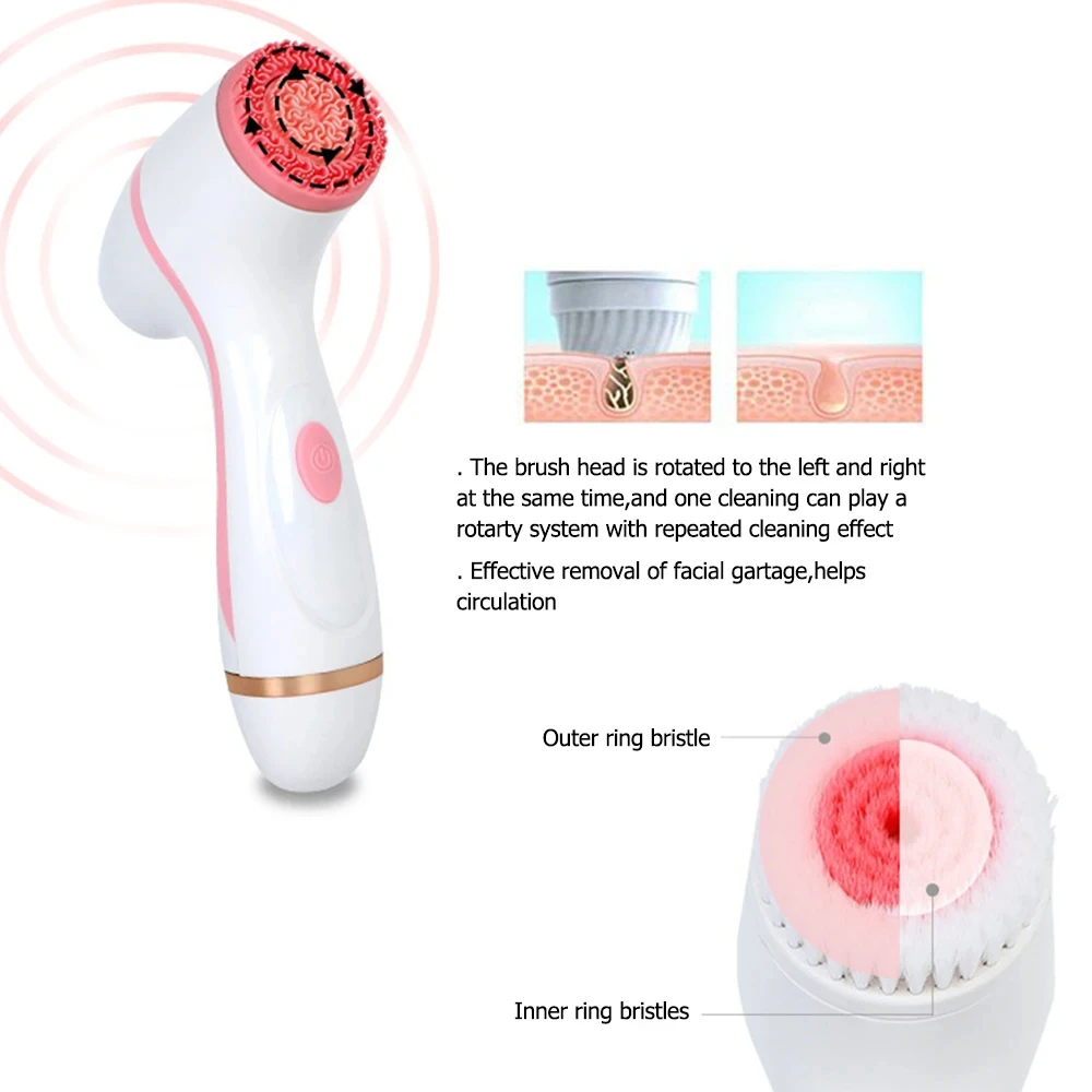 Electric Vibrate Cleanser Soft Silicone Ultrasonic Facial Cleansing Brush Exfoliator Face Massager Blackhead Remover Wash Tool