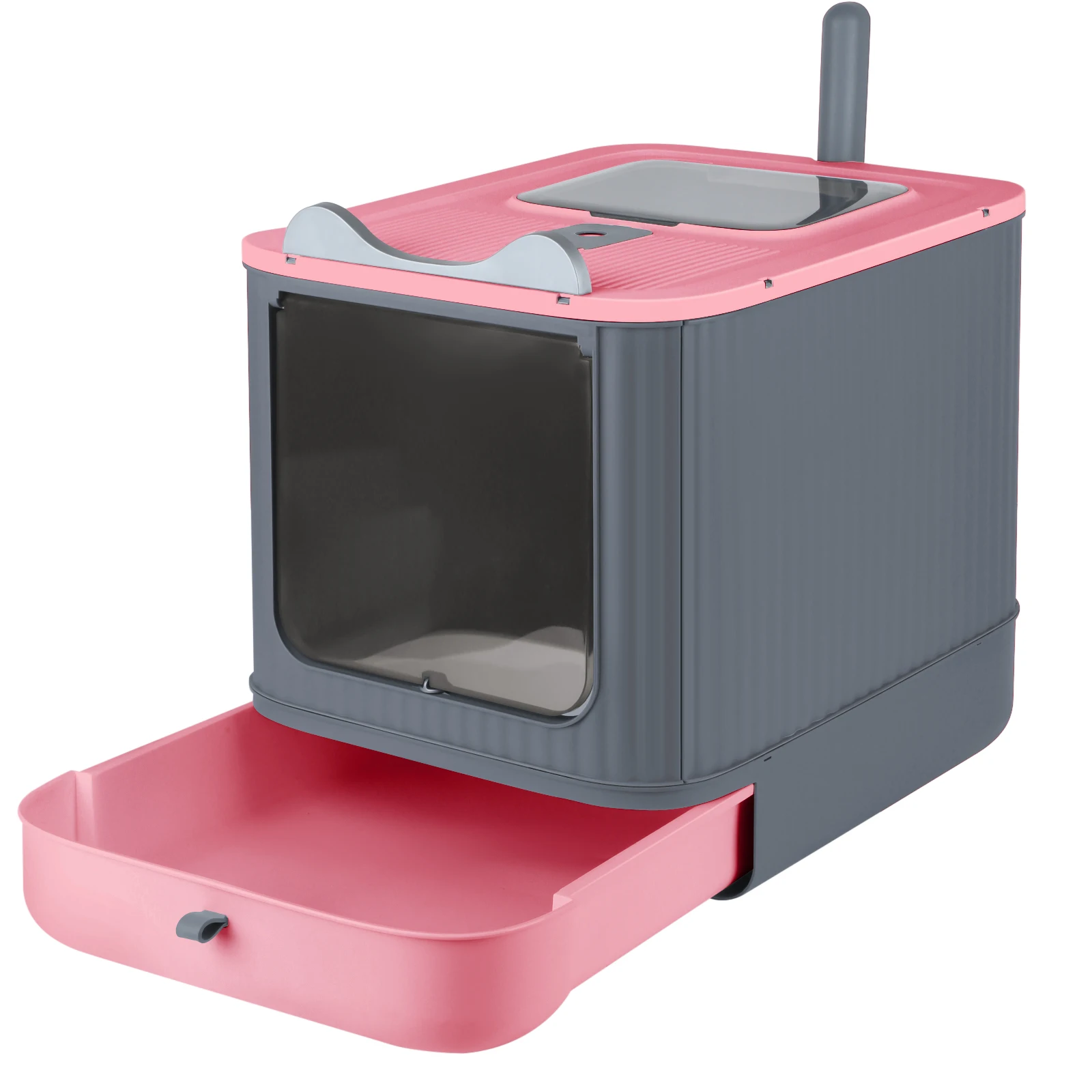 Lettiera per Gatti con Ingresso Superiore Chiuso, Toilette per Gatti 2-in-1 Convertibile in PP Ecologico con Deodorante, Cassetto Estraibile Anti-Tracciamento, Sigillatura Anti-Odore, Anti-Perdita,