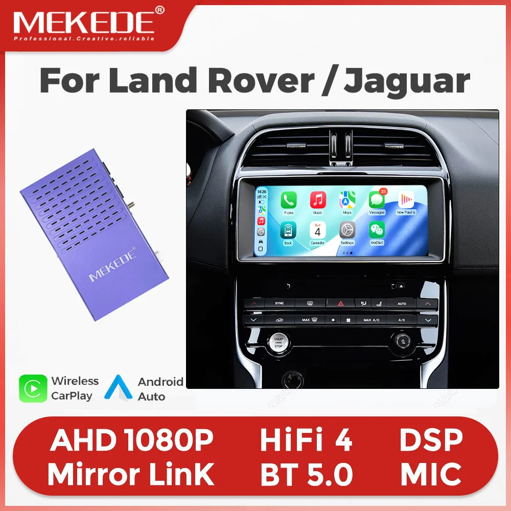 MEKEDE Carplay sans fil Android Auto pour Land Rover Jaguar Bosch Harman Evoque XE XF XJL avec Mirror Link Airplay compatible avec le système d'origine de la voiture et la caméra, nouvelle mise à niveau AI BOX, modèles multimédias