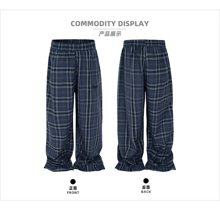 MIJKO Pantaloni lunghi scozzesi per adulti Stili giapponesi coreani europei e americani Casual alla moda