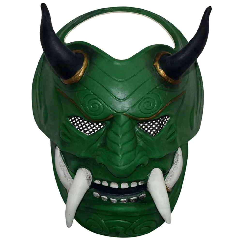 Vollgesichtsmaske Halloween Latexmaske Cosplay für Prajna Kopfbedeckung Samurai Böse Kabuki Partymaske Dekoration – Detail 6