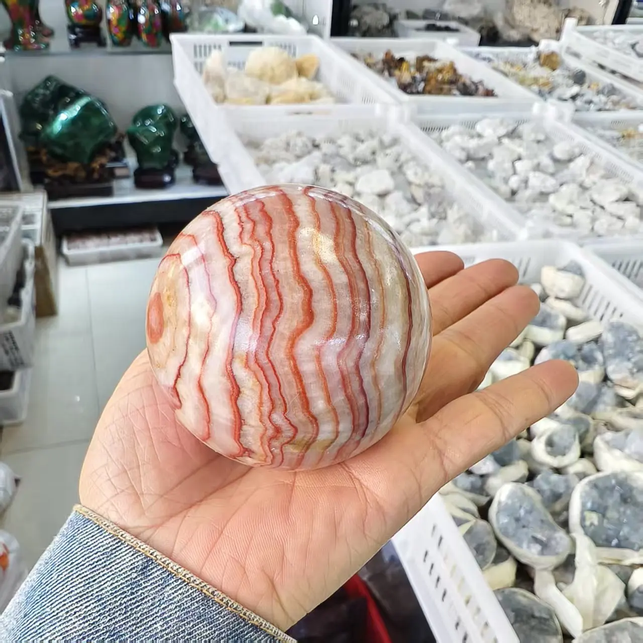 Natural Rhodochrosite Balls, Quartz Crystal Rhodochrosite Polished Balls, Mineral Healing