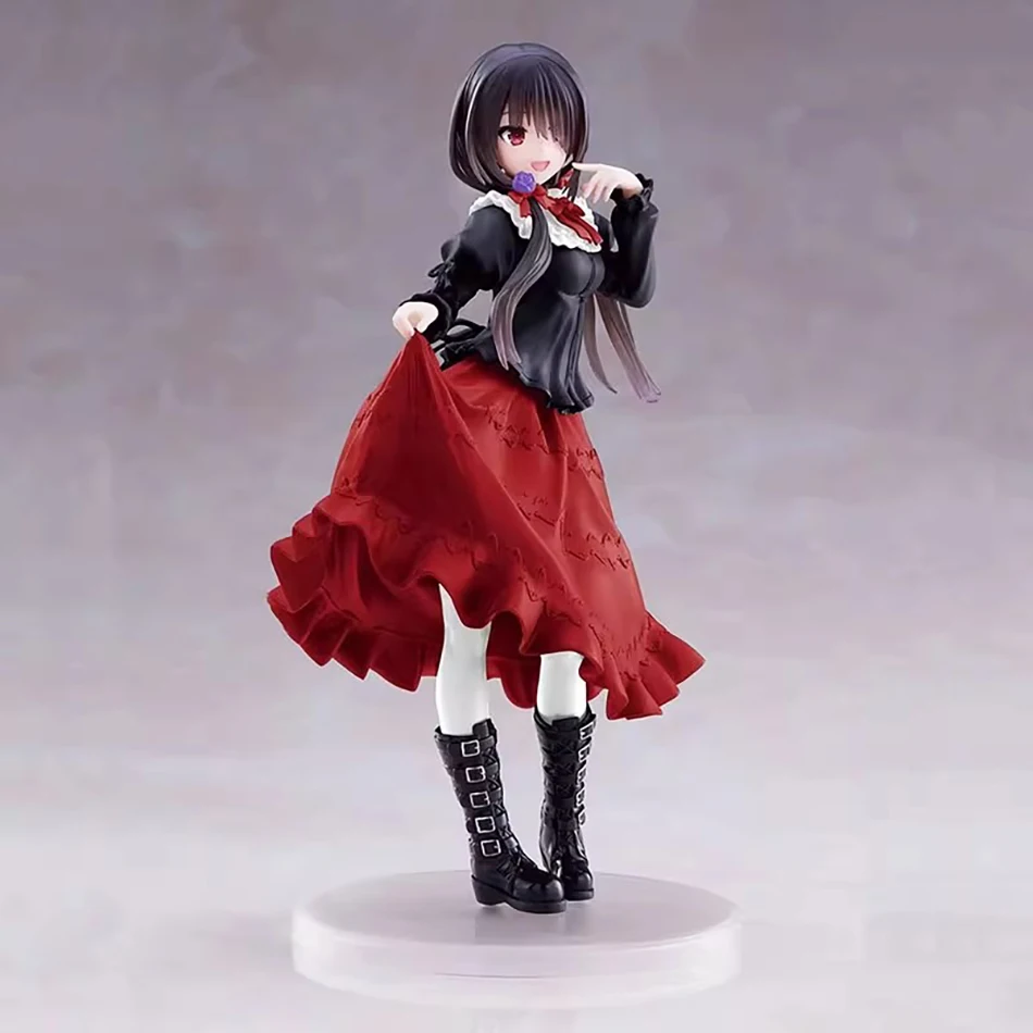 18cm data um ao vivo tokisaki kurumi anime figura bonito menina modelo pvc vestido vermelho vestir-se em pé carro interior ornamento modelo brinquedos