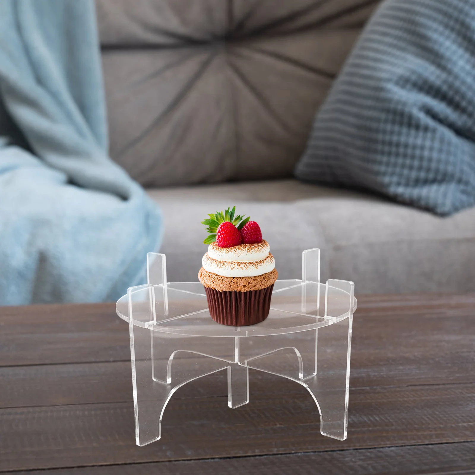 

Round Acrylic Cake Stand Transparent Dessert and Drink Holder for Cupcakes Cakes Appetizers Display Stand Party Wedding Home