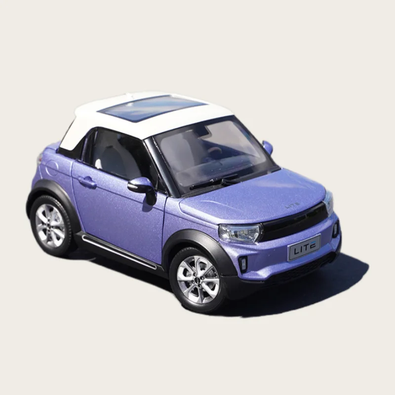 Odlewany model BAIC w skali 1/18, model ze stopu BAIC BJEV LITE Afcfox, fioletowe pojazdy zabawki dla chłopców, prezent, oryginalne opakowanie.