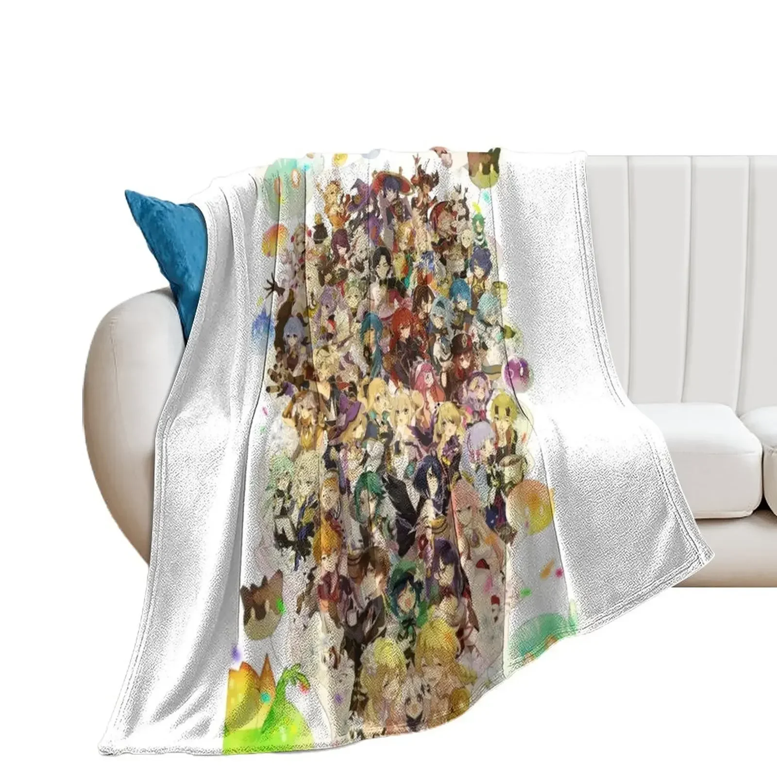 Genshin Impact All Character in One Artwork Throw Blanket Nap Soft Blankets For Bed Blankets