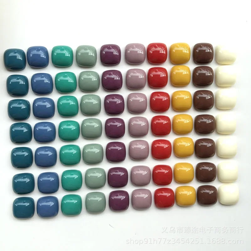 5pcs solid color geometric square Morandi color half-pill resin Flat Back Cabochon Scrapbook Kawaii DIY Embellishments