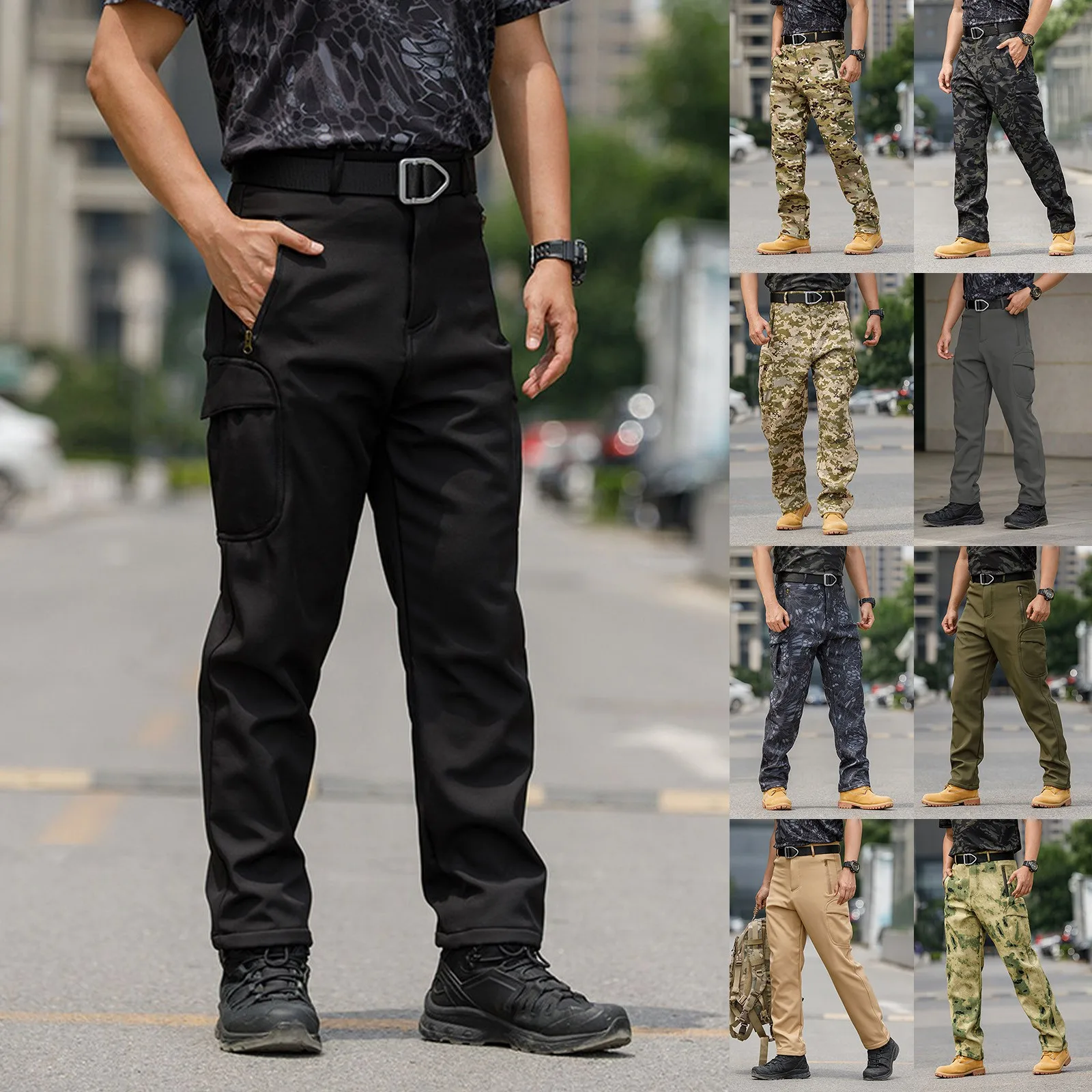 8 Simple Outdoor Warm Men Pants Casual Slim Fit Male Cargo Trousers 6 Memory Foam Boy Apparel Elastic Pants for Men Trouser