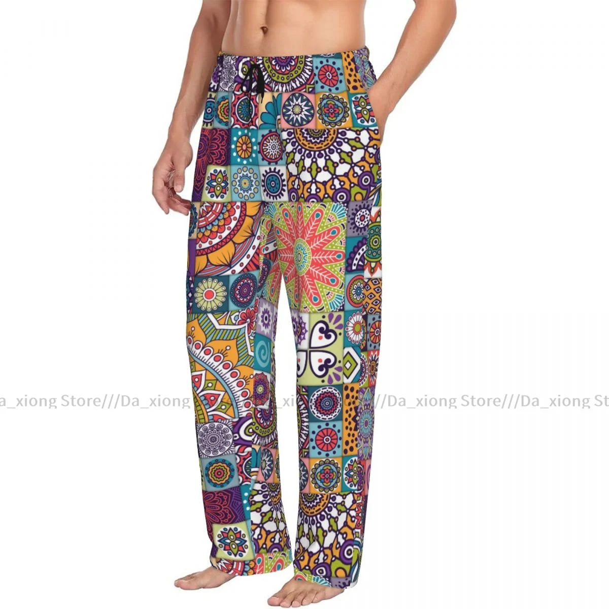 Men's Casual Pajama Sleeping Pants Ethnic Mandala Tile Lounge Loose Trousers Comfortable Nightwear