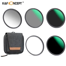 K&F Concept 5in1 Magnetic Camera Lens Filter Kit GND8+ND8+ND64+ND1000+Magnetic Adapter Ring 49-82mm Quick Swap System