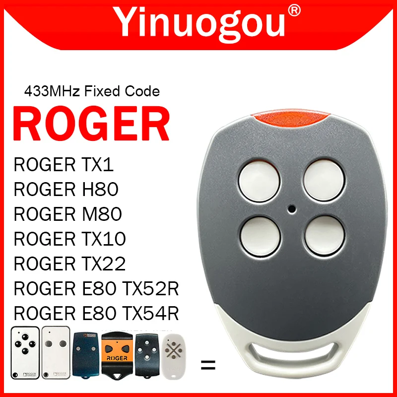 

Клон ROGER TX1 TX10 TX22 H80 M80 E80 TX52R TX54R Пульт дистанционного управления для гаражных ворот 433,92 МГц Передатчик открывания гаражных ворот с фиксированным кодом