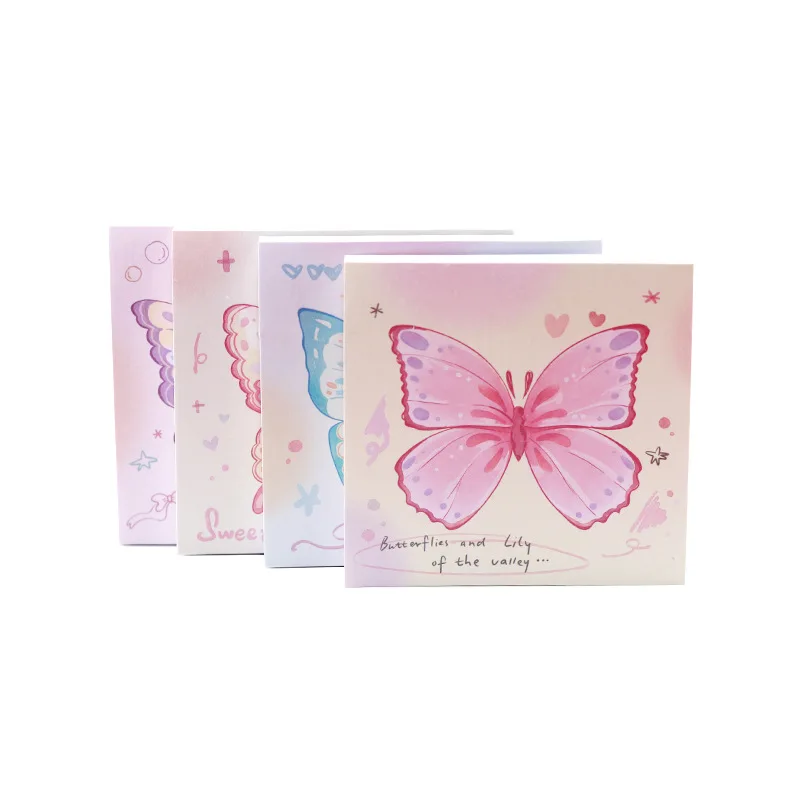 1Pcs 80sheet/pack Gradual Change Butterfly Sticky Note Book Korean Simple Note Book Sticker Base Material Office Accessories