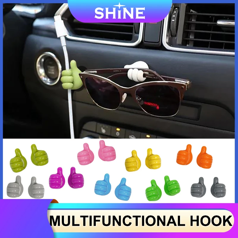 Multifunctional Hook Rubber Clip Rack Thumb Data Cable  Fun Decoration Cute Safety Organizer For Car Kitchen Bathroom