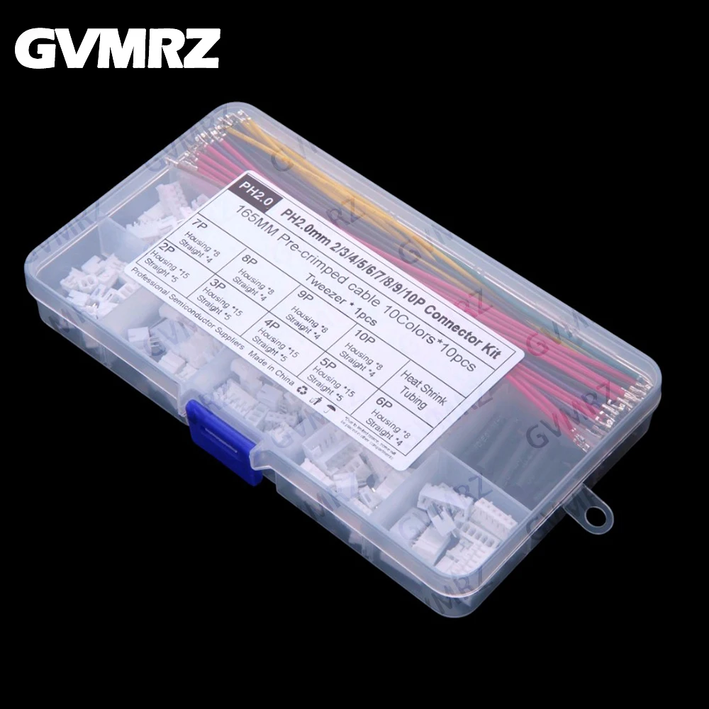 2.0mm PH Connector Socket Kit with Pre-Crimped Soft silicone Wire 2/3/4/5/6/7/8/9/10 Pin Housing Male Female JST Adapter Cable