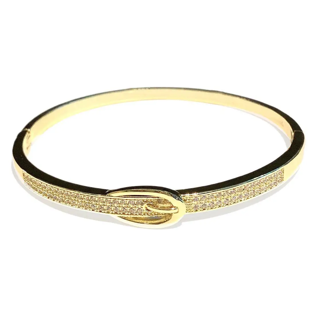 

Women's 18K Real Gold Plated Bracelet, Fashionable Elegant Full Zircon Inlaid, Shiny Belt Buckle Gifts for Daily & Party Wear