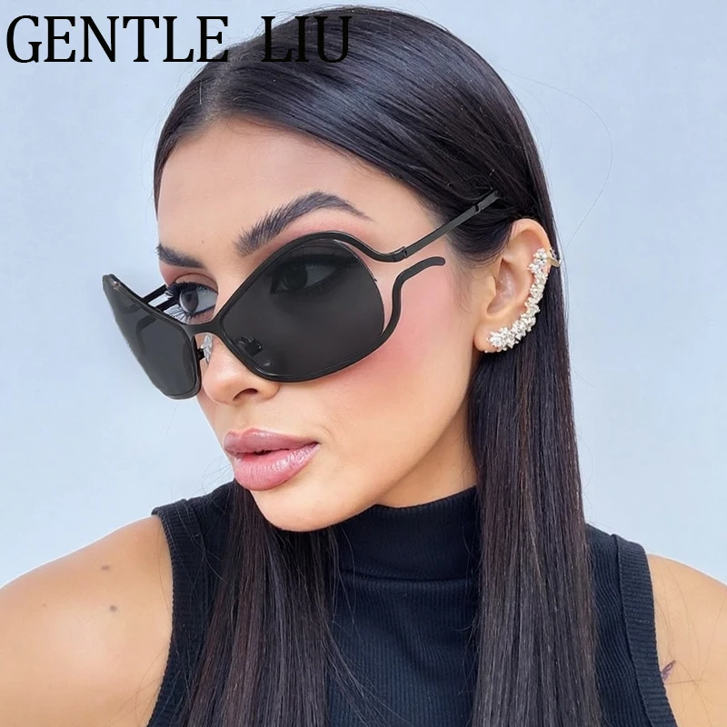 

Cat Eye Y2K Punk Sexy Sunglasses Women 2025 Luxury Brand Vintage Trendy Metal Shield Sun Glasses Goggle Shades Eyewear UV400