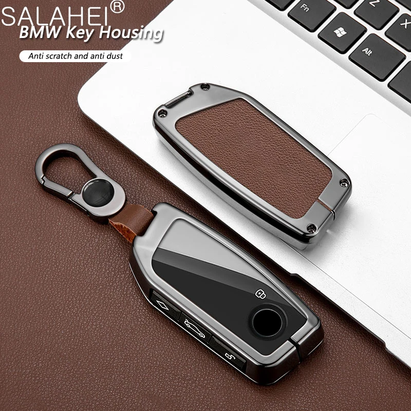 Zinc Alloy Leather Car Key Cover Case Shell Fob Protector For BMW Series 7 735i 740Li X7 X1 U11 2023 I7 G07 LCI XM Accessories