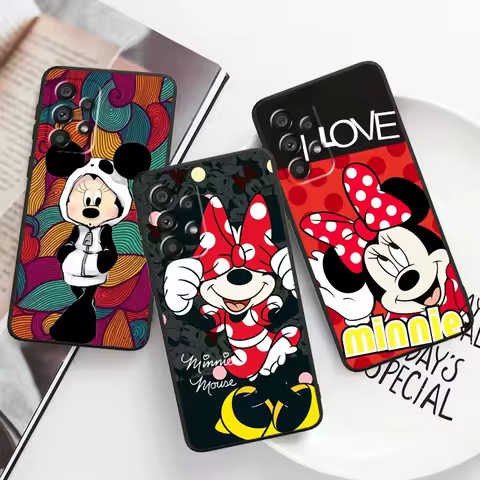 Disney Fashion Minnie Luxury For Samsung A53 A52 A33 A32 A51 A71 A21S A13 A73 A55 A22 A23 A35 A72 A54 A12 5G Black Funda