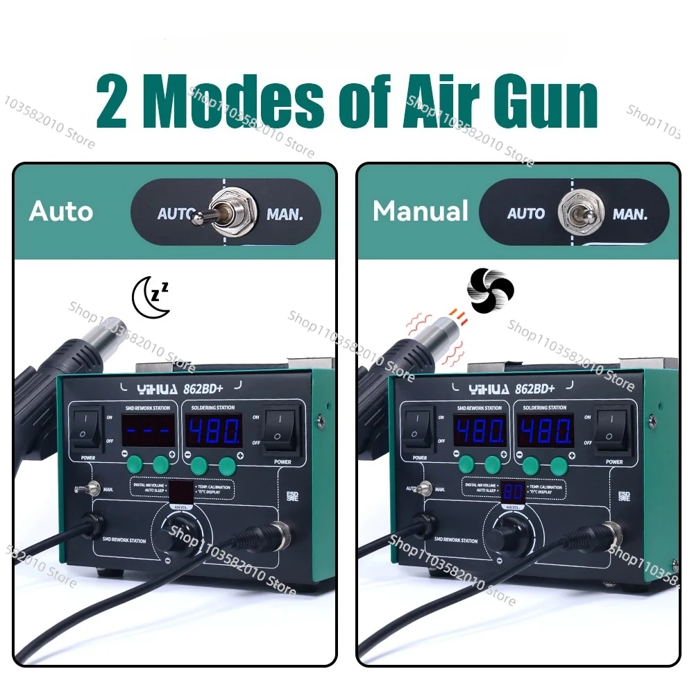 YIHUA 862BD+ Hot Air Gun Soldering Station 720W High Power With Imported Heater Used For Mobile Phone Welding Repair Tool